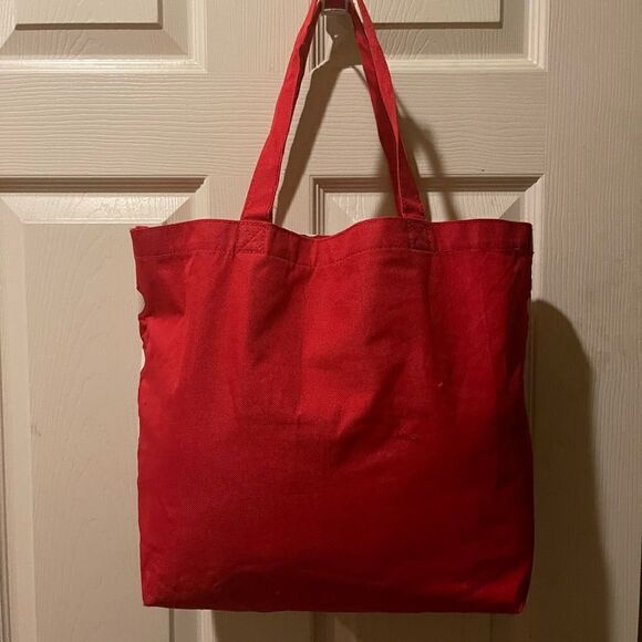 Hello Kitty Sanrio red fabric tote with white polka dots and black prints - Picture 3 of 13